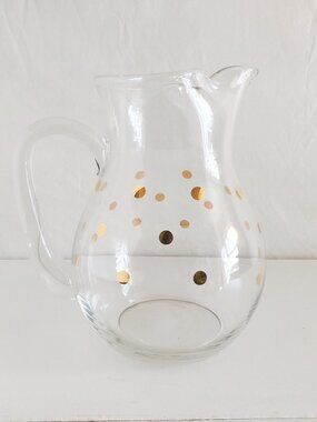 Retro Home Essentials Glass Carafe Iced Tea Pitcher Gold Dot